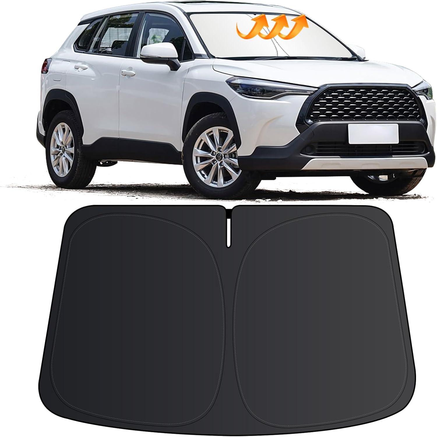 Windshield Sun Shade for Toyota Corolla Cross 2022-2026(Not for Corolla), Foldable UV Block Front Window Sunshade, Custom Fit Car Accessories
