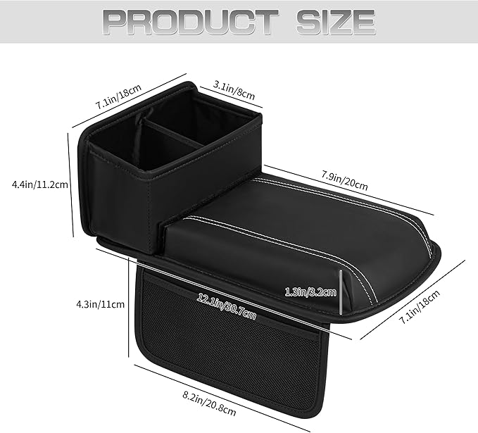 JEYODA Upgraded Car Armrest Cover, Premium Leather Car Armrest Cover Cushion - Image 3