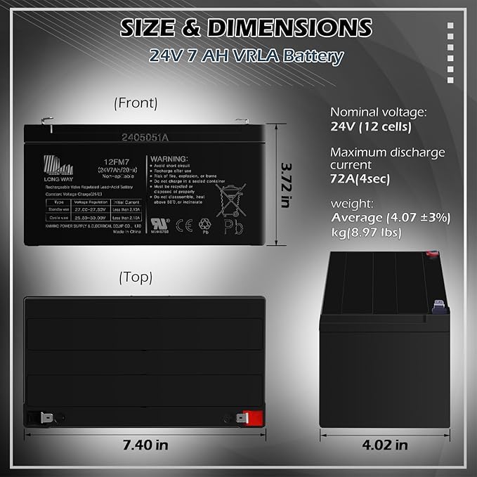 OTTARO 24V 7AH Battery for 24 Volt Ride on Cars Toys - Image 5