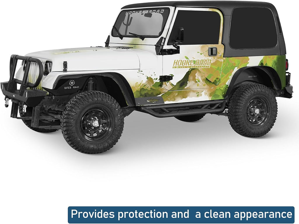 Hooke Road Wrangler YJ Front Inner Fender Liners for Jeep Wrangler YJ 1987-1995, Steel Black Front Wheel Well Liner Splash Mud Guards - 2PCS