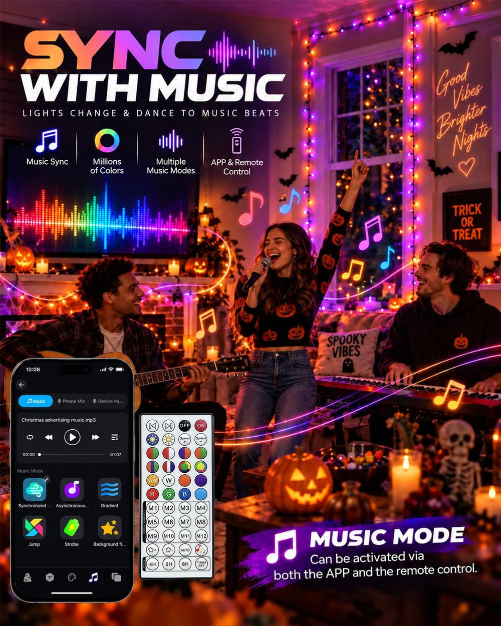 2Pack 400LED Smart Color Changing String Lights Halloween Lights App Remote