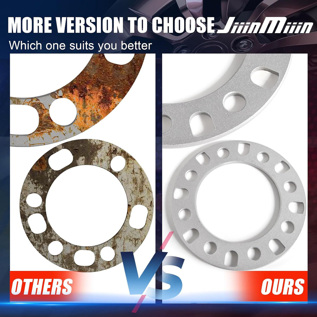 JiiinMiiin 1/4"(6mm) 8x165.1 8x170 8x180 8 Lug Wheel Spacers for F250 E350 Ram 2500 3500 Express 3500 K3500 Silverado Suburban 2500 Sierra 2500HD 3500HD, 4PCS