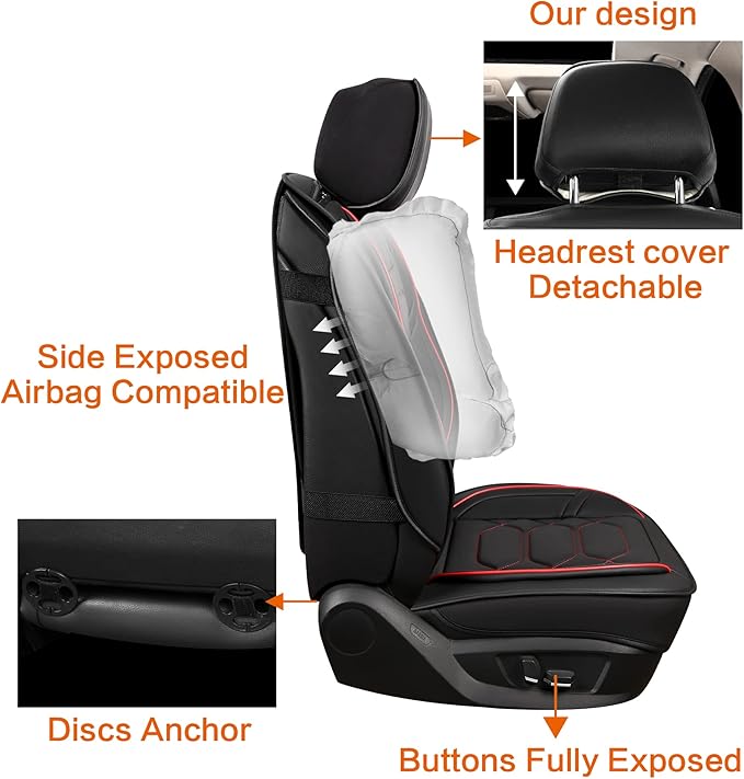 Pariitadin Leather Car Seat Covers Full Set, Waterproof Faux Leather Seat Covers - Image 5