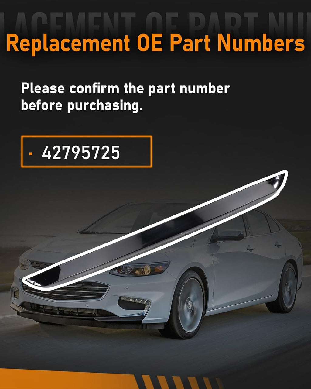 3rd Third Brake Light Assembly Compatible with Chevrolet Chevy Malibu | Compatible with Chevrolet Chevy Malibu 2016 2017 2018 2019 2020 2021 2022 2023 2024 2025 Rear High Mount Center Stop Lamp