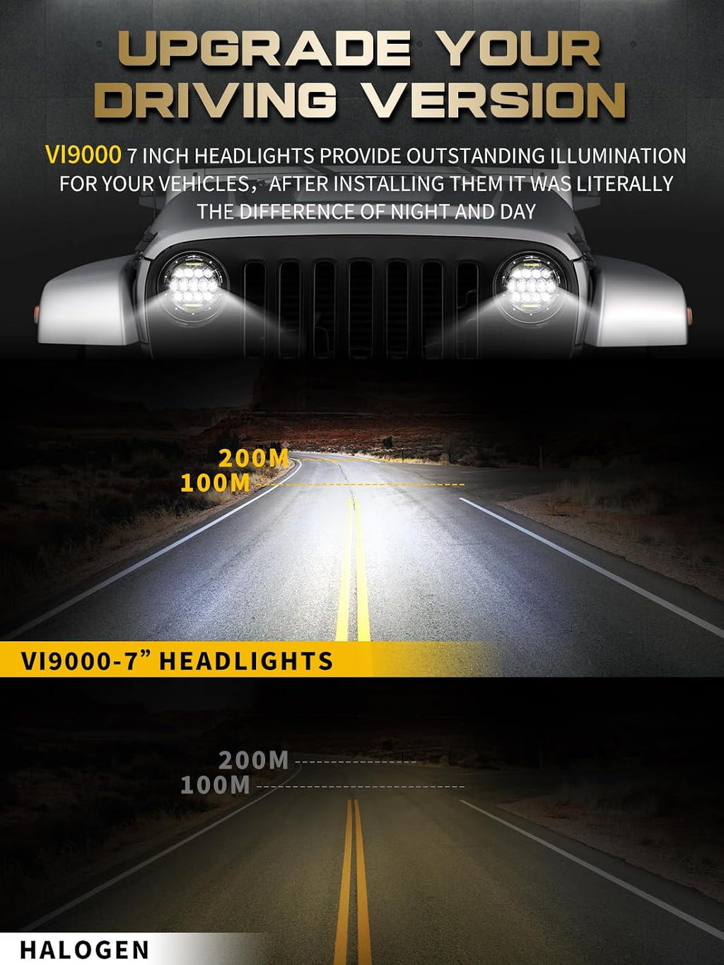 7 Inch Led Headlight Round H6024 Led Headlight DOT Approved Hi/Lo Beam DRL Black Headlights Compatible With Jeep Wrangler JK JKU TJ LJ CJ Compatible With Chevy,Ford and Mazda Miata etc