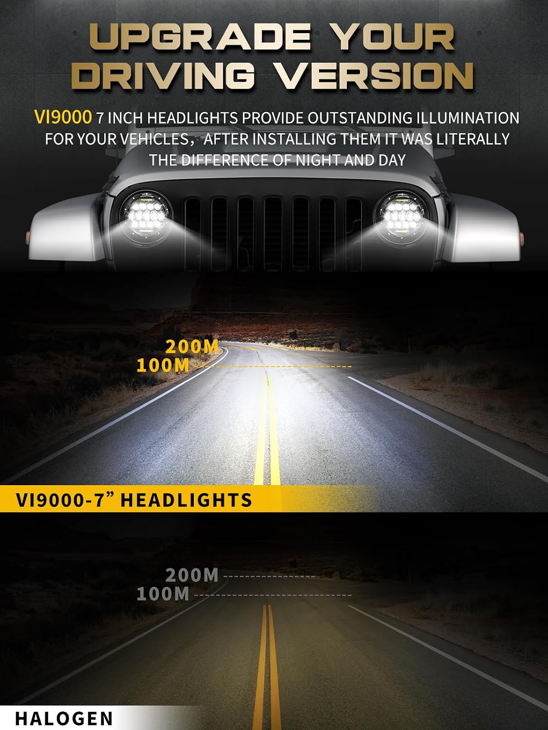 7 Inch Led Headlight Round H6024 Led Headlight DOT Approved Hi/Lo Beam DRL Black Headlights Compatible With Jeep Wrangler JK JKU TJ LJ CJ Compatible With Chevy,Ford and Mazda Miata etc