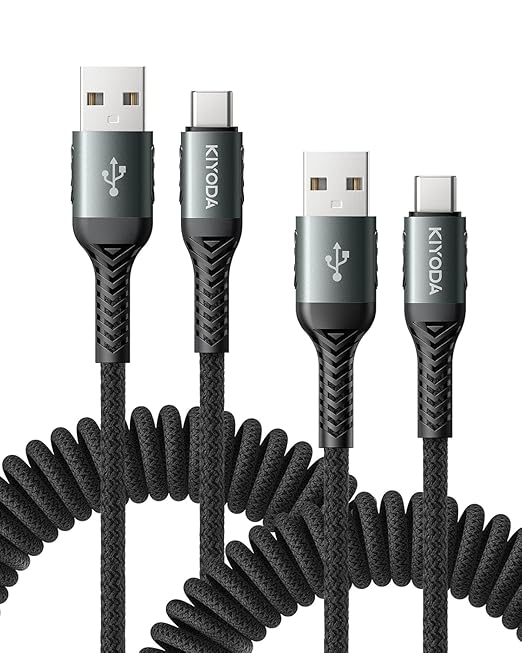 USB A to USB C Cable 3FT/6FT, Coiled USB C Cable - Image 9