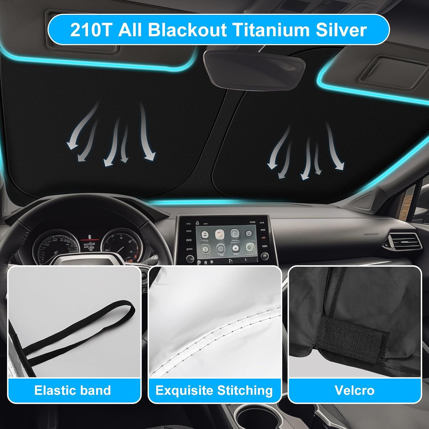 for Toyotа RAV4 2019-2023 2024 2025 2026 Windshield Sun Shade Custom Fit RAV-4 SUV TRD Off-Road, LE XLE Premium Limited Foldable RAV4 Sunshade, UV Block & Protector Rav4 Accessories