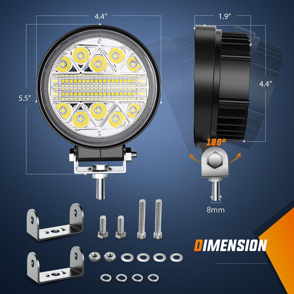 nilight 2pcs 4.5 inch led pods 69w round shown in use