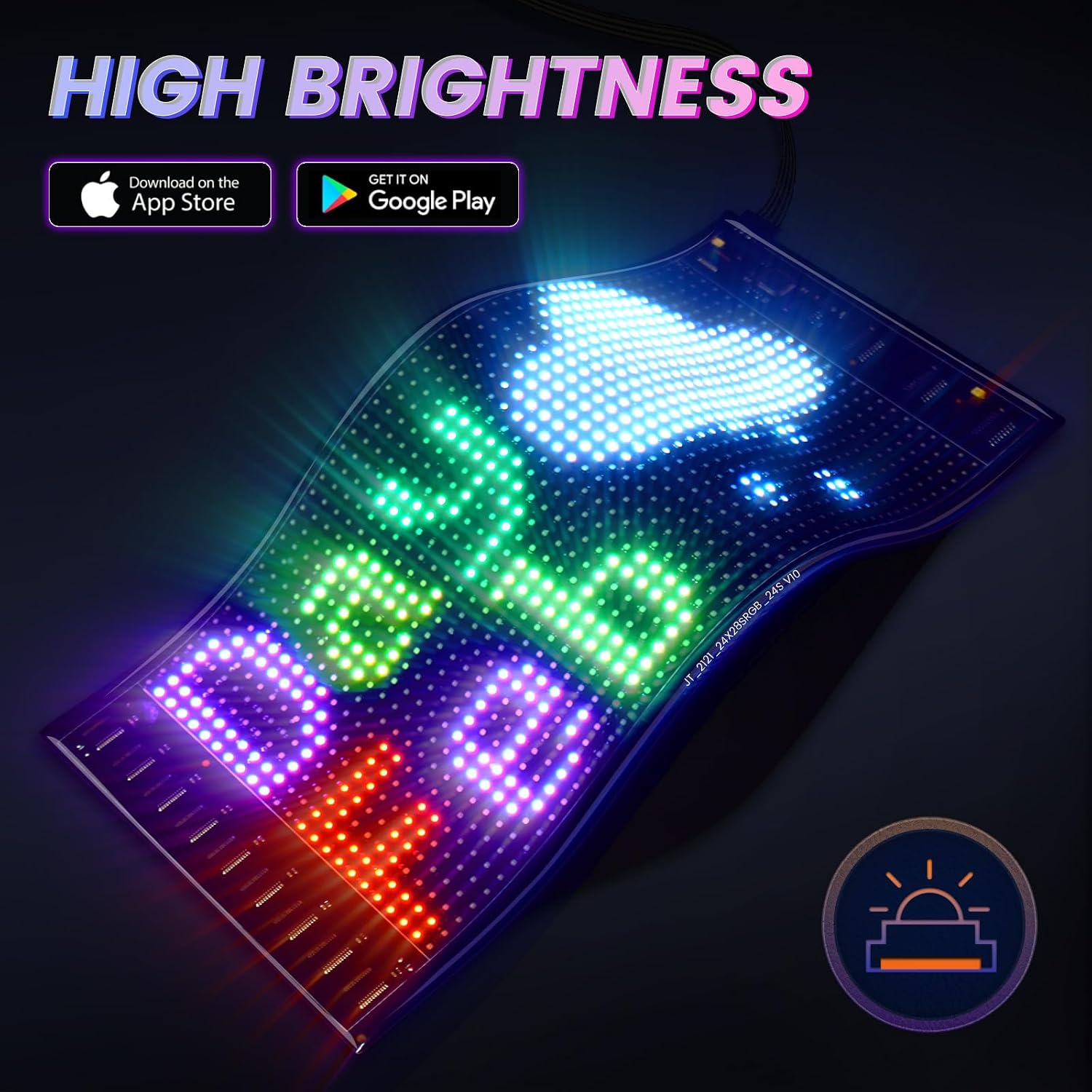 RAYHOME Full Color Dual Row LED Light Sign for Car, 10.6''x4.7'' Scrolling LED Signs Flexible 5V/2A Bluetooth APP Control LED Car Sign Custom Text Message Pattern Programmable LED Display