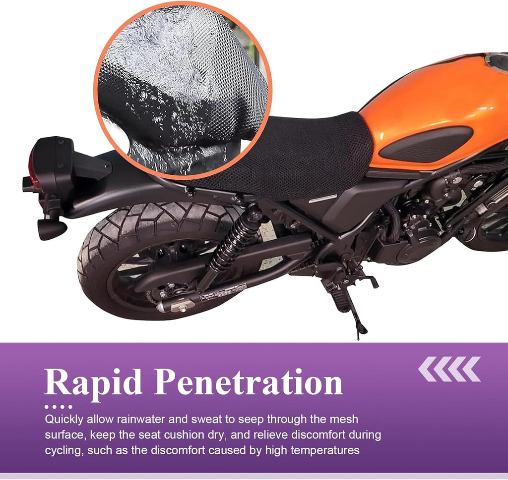 Motorcycle Scooter Seat Cover, Honeycomb Mesh Motorcycle Seat Cover, Breathable Comfortable Motor Protective Accessories, Universal for Most Vehicles (Black #M)