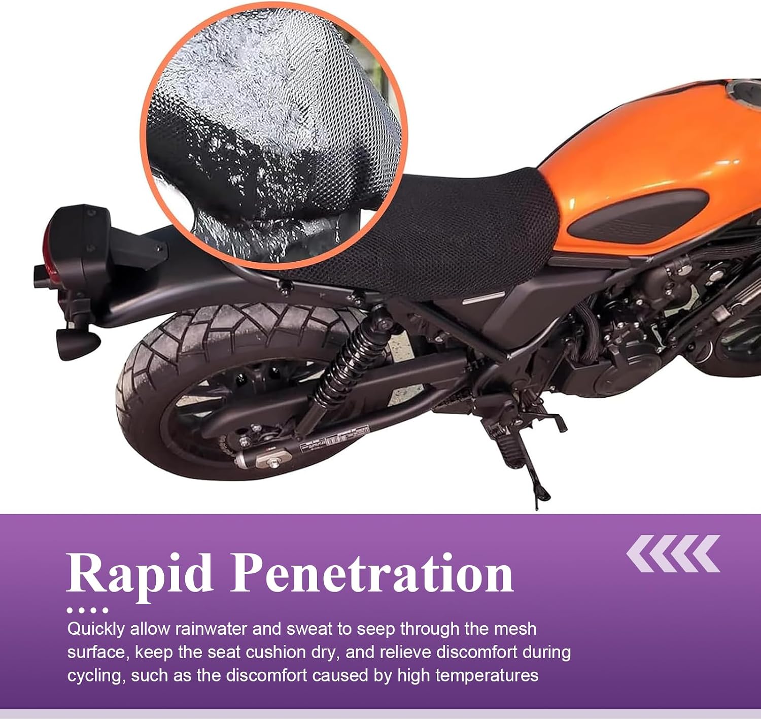 Motorcycle Scooter Seat Cover, Honeycomb Mesh Motorcycle Seat Cover, Breathable Comfortable Motor Protective Accessories, Universal for Most Vehicles (Black #M)