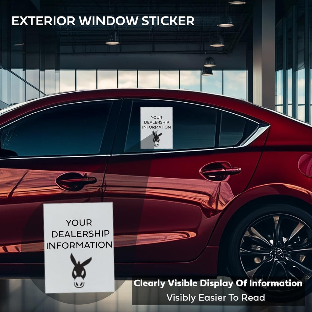 window stickers for car dealers -plain blank white, package contents
