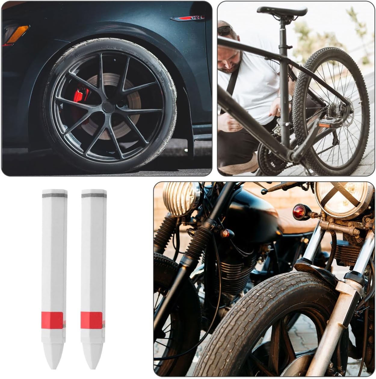 SEWACC 2pcs Tire Marking Crayons Industrial Wax Crayon for Rubber Leather Fabric Wood Metal, Tire Repair Pens for Vehicle Maintenance