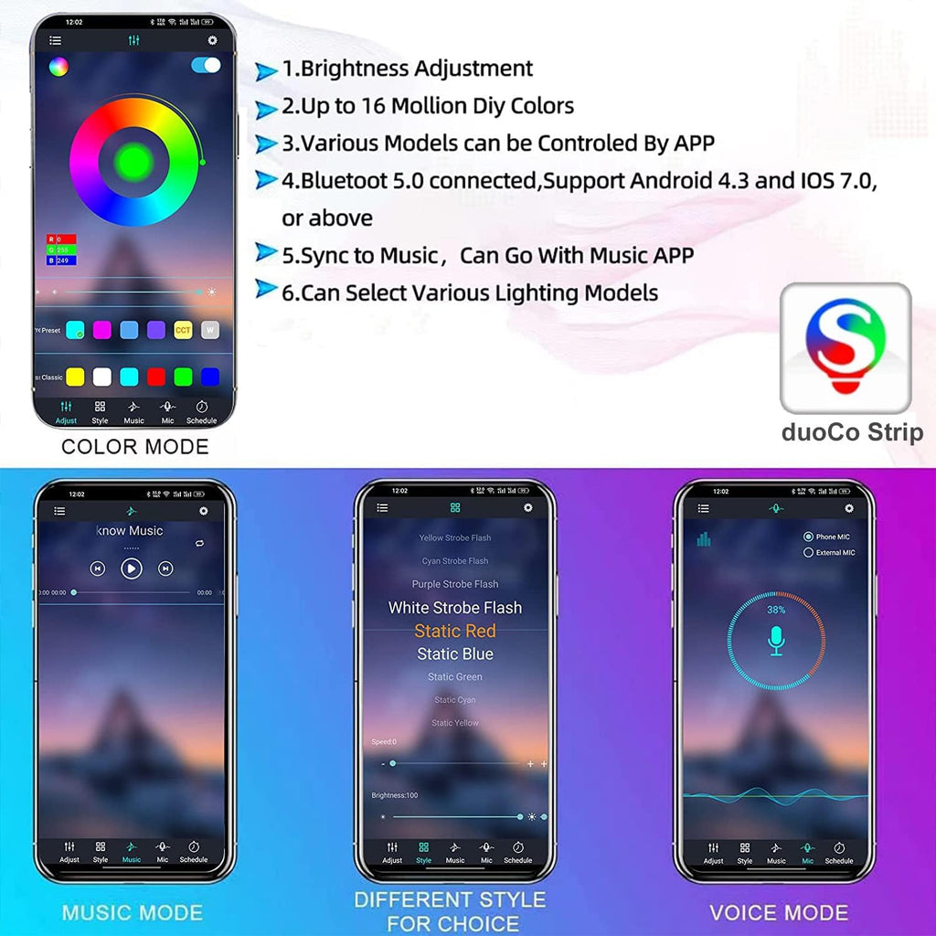 YUGUANG 4Pcs Underglow Kit for Car, APP Control Multicolor Car Underglow Light Kit Music Sync RGB Underbody Strips Light Waterproof for Cars Trucks SUVs