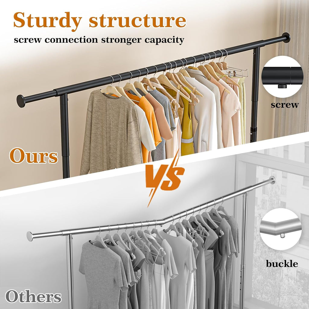 wiracks heavy duty clothes rack for hanging clothes, front angle view