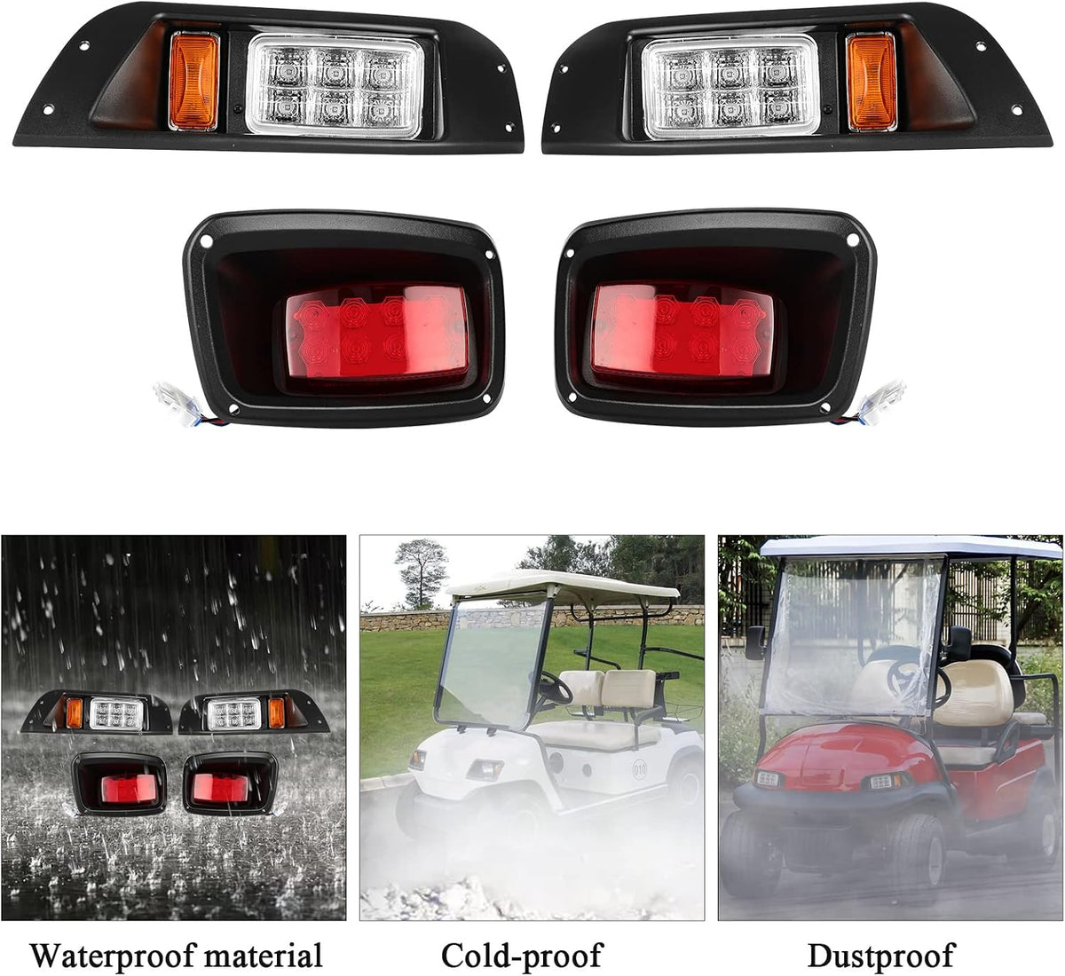led upgrade golf cart light compatible with ezgo, front angle view