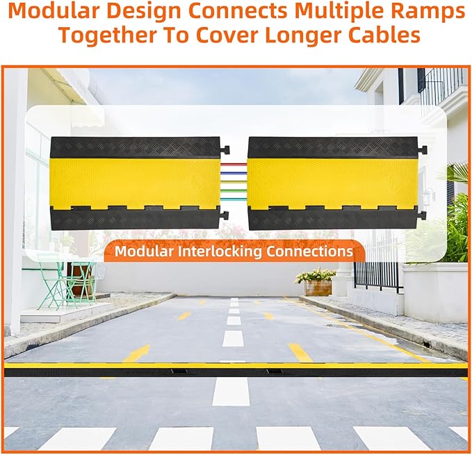 5 Channel 2 Pack Cable Protector Ramp Traffic Wire and Hose Ramp Cord Cover - Image 5