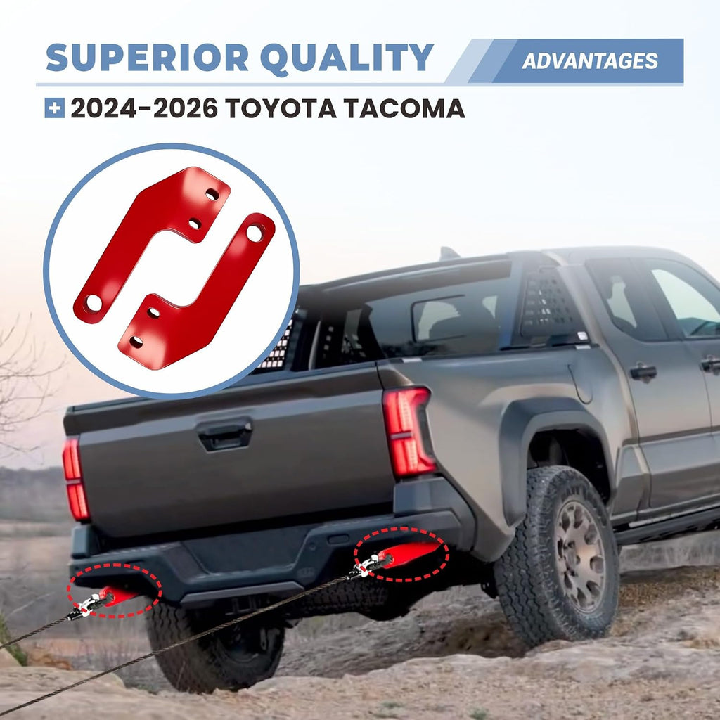 Red Rear Recovery Tow Hooks for 2024-2026 Toyota Tacoma 2PCS Set