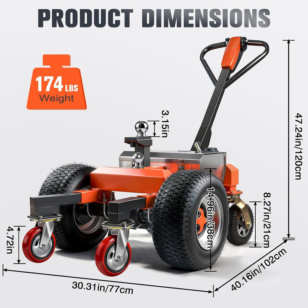 Ceridwen Trailer Mover Dolly, Heavy-Duty Trailer Dolly with Dual Hitch Balls, 4500 LBS Tongue Capacity, 360° Lockable Swivel Casters & Ergonomic Handle for RV, Camper & Boat Trailers