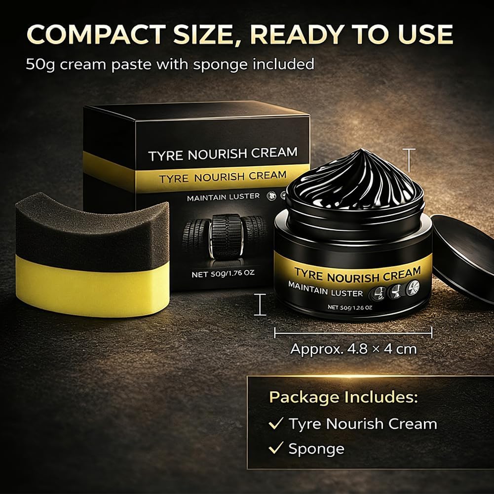 Tyre Nourish Cream, Powerful Wheel Cleaning Refurbish Wax, Restores Black Gloss for Cars, Uv Protection And Waterproof Coating, Long-Lasting Tire Shine Gelfor for Car Tires (1pcs)
