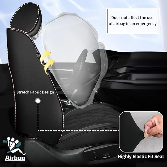 2 Front Car Seat Cover Fit for Toyota Camry 2012-2025 Faux Leather for Camry - Image 3