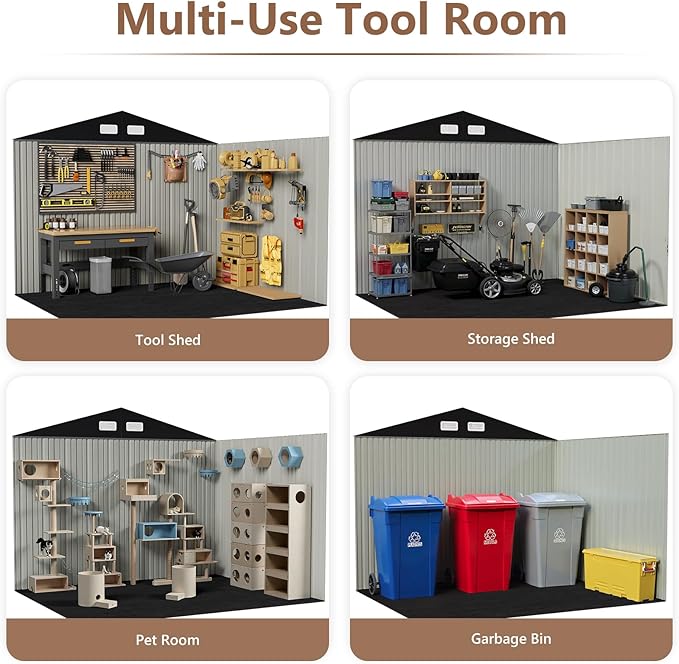 10x12 FT Outdoor Storage Shed, Metal Tool Sheds, Waterproof Outside Storage Shed - Image 8