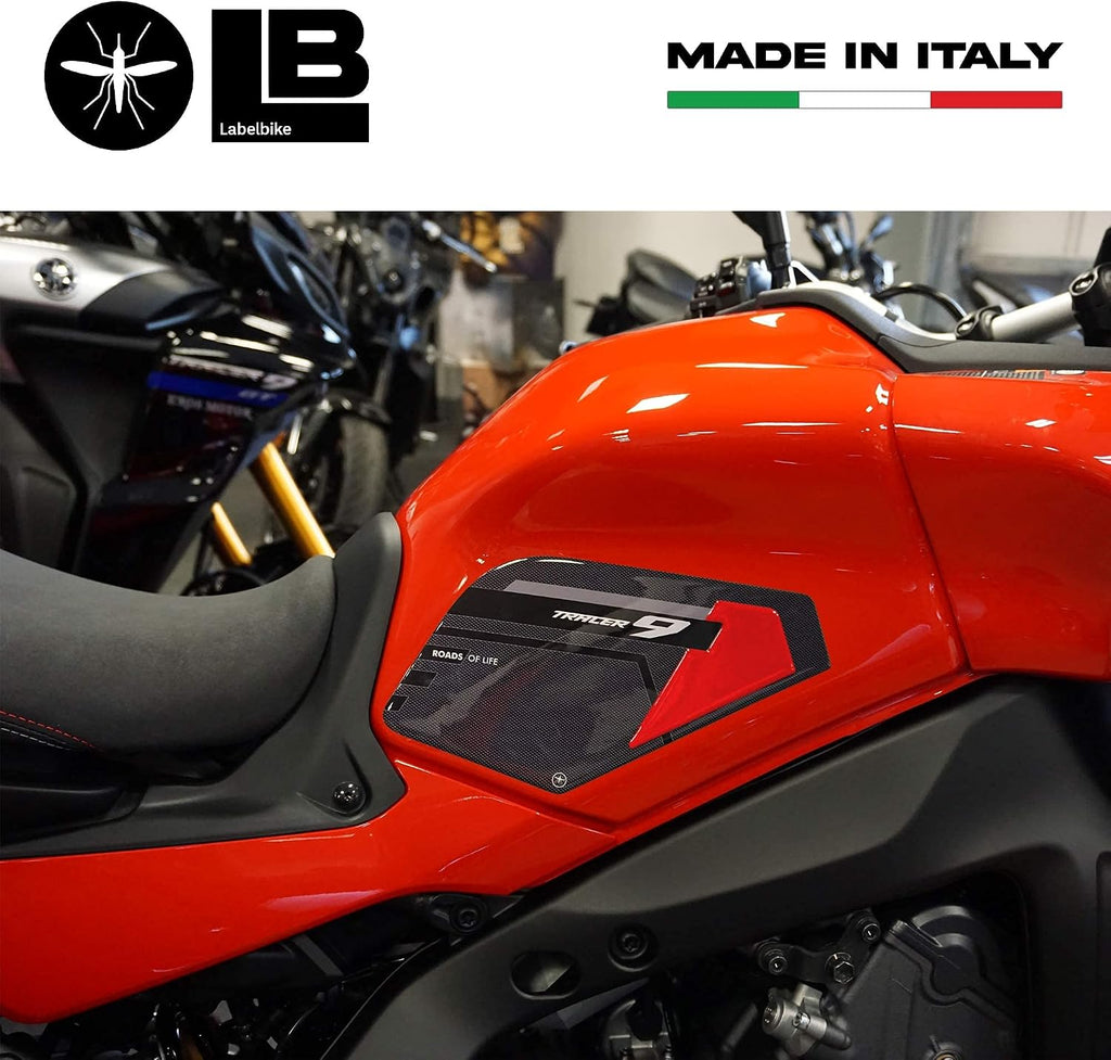 labelbike - 3D Stickers Motorcycle Fuel Tank Sides Protection and Decoration in Resin Compatible with Yamaha Tracer 9 2021 - Red