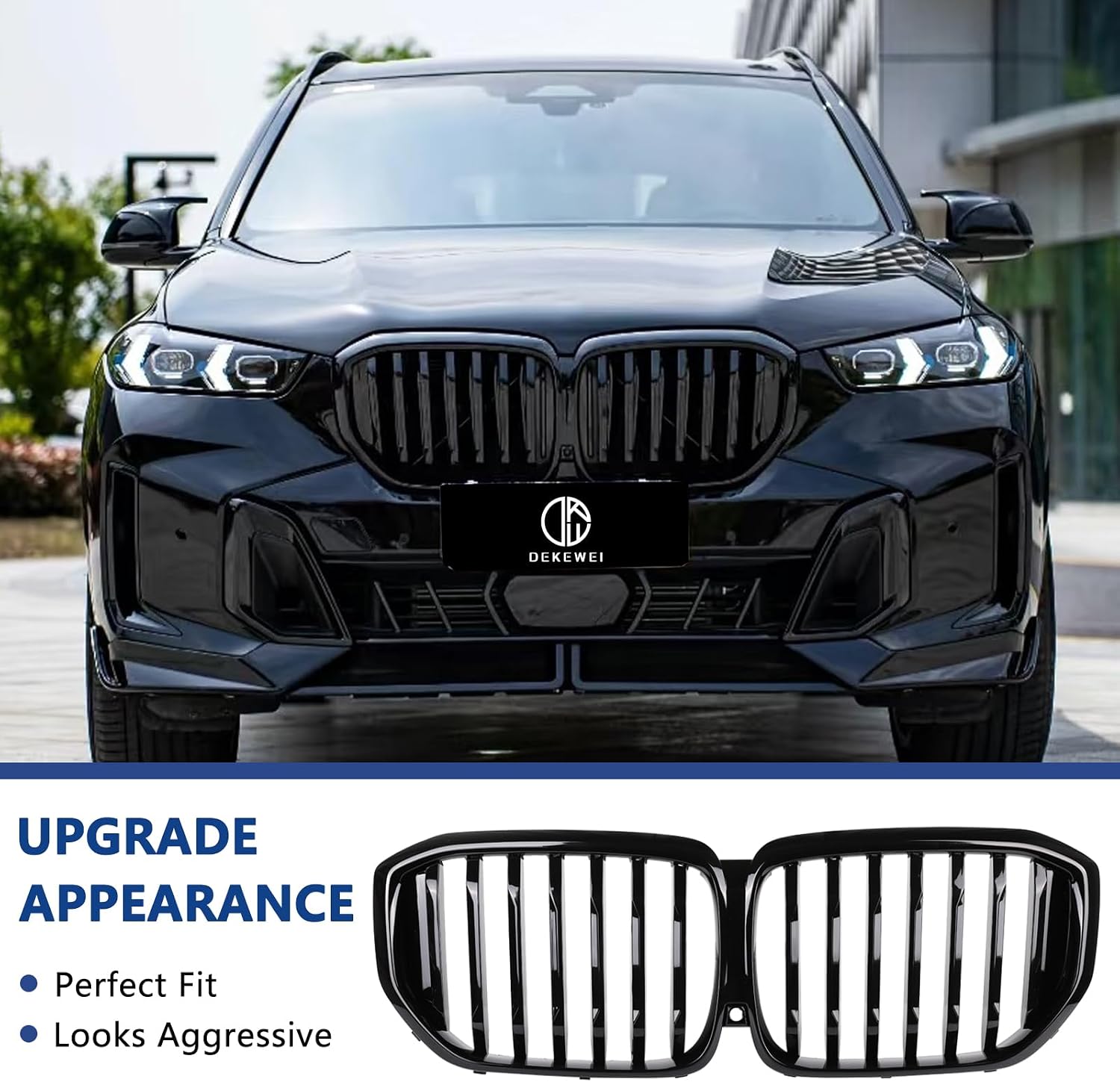 G05 Grill, Front Kidney Grille Compatible with 2024-IN BMW X5 G05 Single Slat Gloss Black Grill