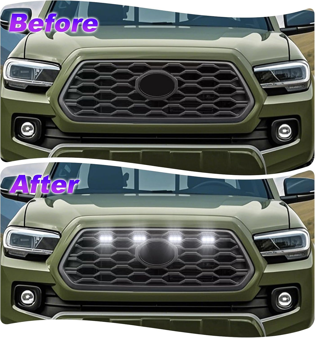 RGB Led Grille Lights for Toyota Tacoma Raptor Grills Light 2020-2023 | 4 in 1,smorked ,Oem Grille rgb lights for TRD Off Road Sport tacoma upgraded front bumper mesh mask cover