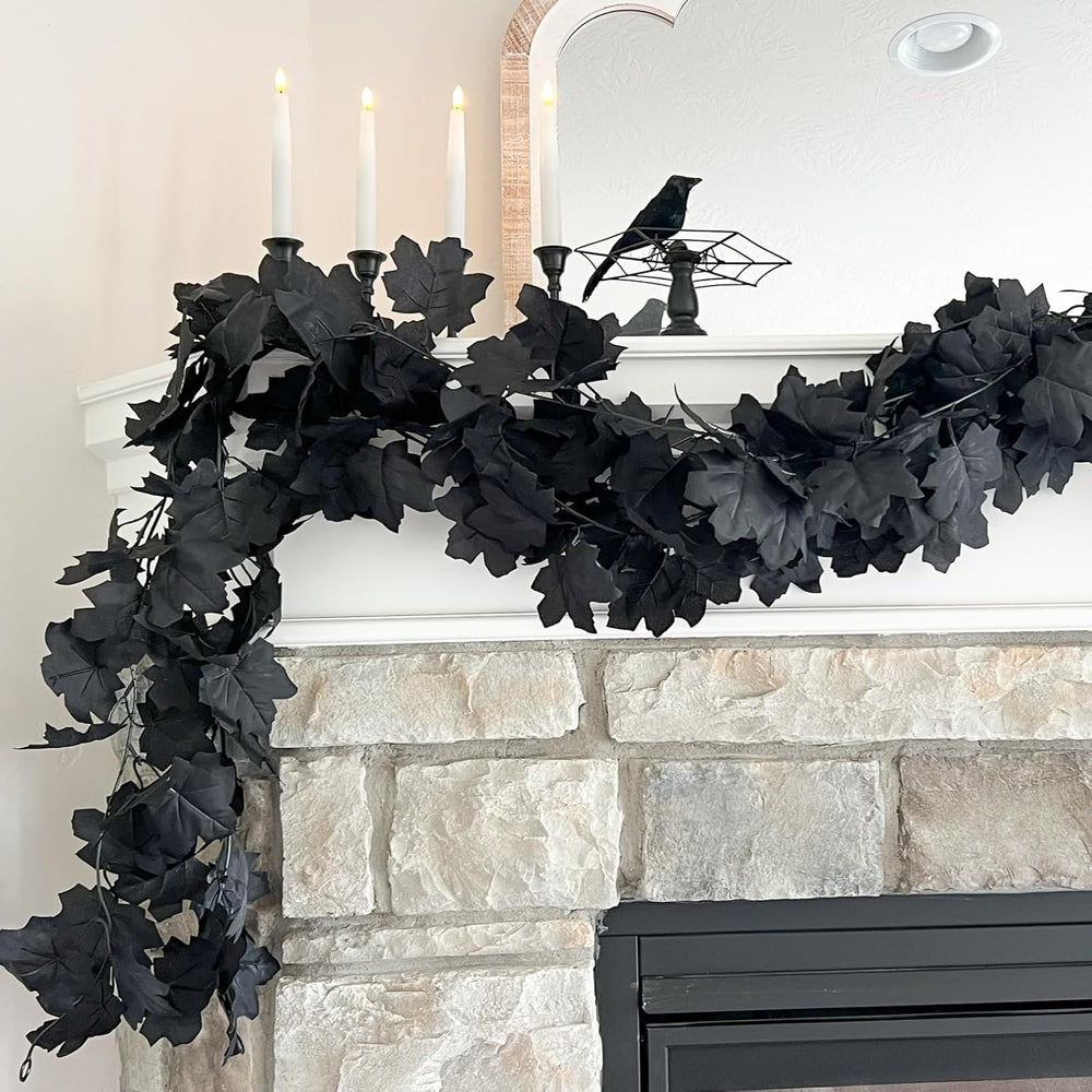 CQURE 7 Pack Black Fall Leaf Garland, Total 41.3Ft Halloween Garland Hanging ...