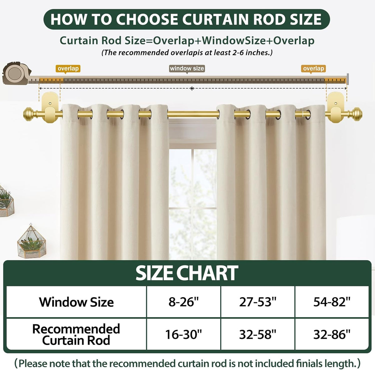kamanina curtain rods no drilling 2 pack 32-58" on a desk or shelf