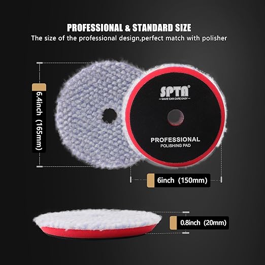 SPTA Wool Polishing Pad, Coarse Pad BlueWool Buffing Pads Set - Image 2