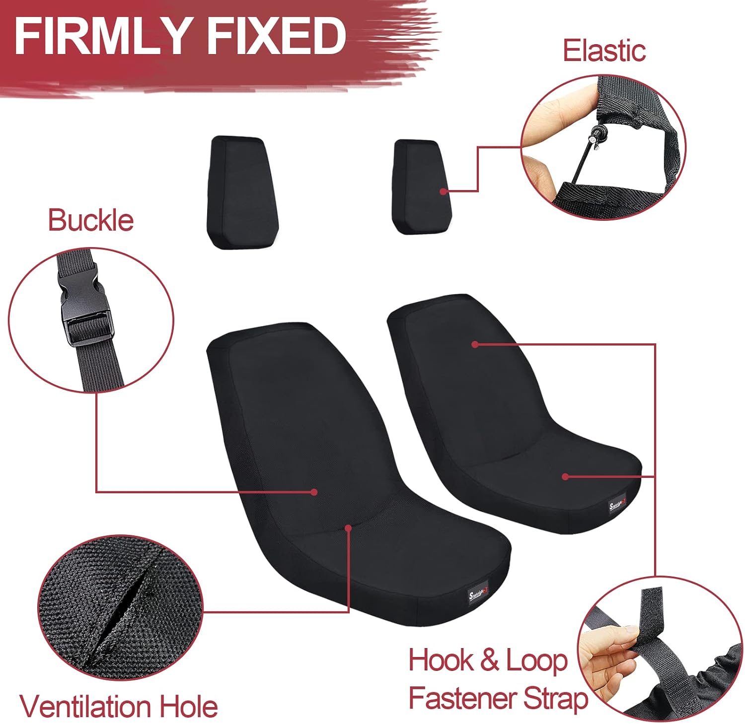 StarknightMT UTV Seat Covers Compatible with Rhino 700 660 450 2004-2021 1680D Oxford Fabric Black Water-Resistant Seat Covers