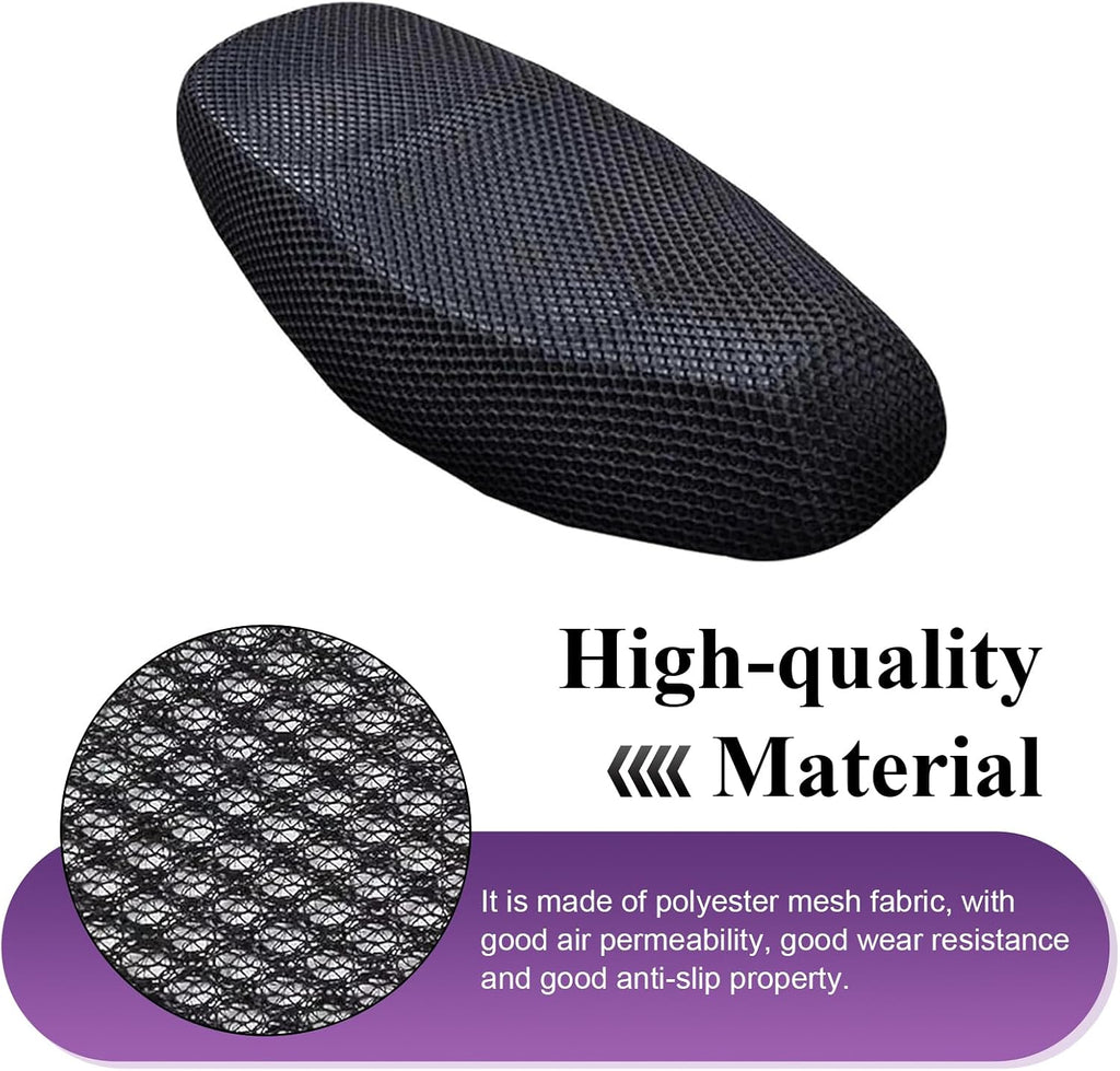 Motorcycle Scooter Seat Cover, Honeycomb Mesh Motorcycle Seat Cover, Breathable Comfortable Motor Protective Accessories, Universal for Most Vehicles (Black #M)