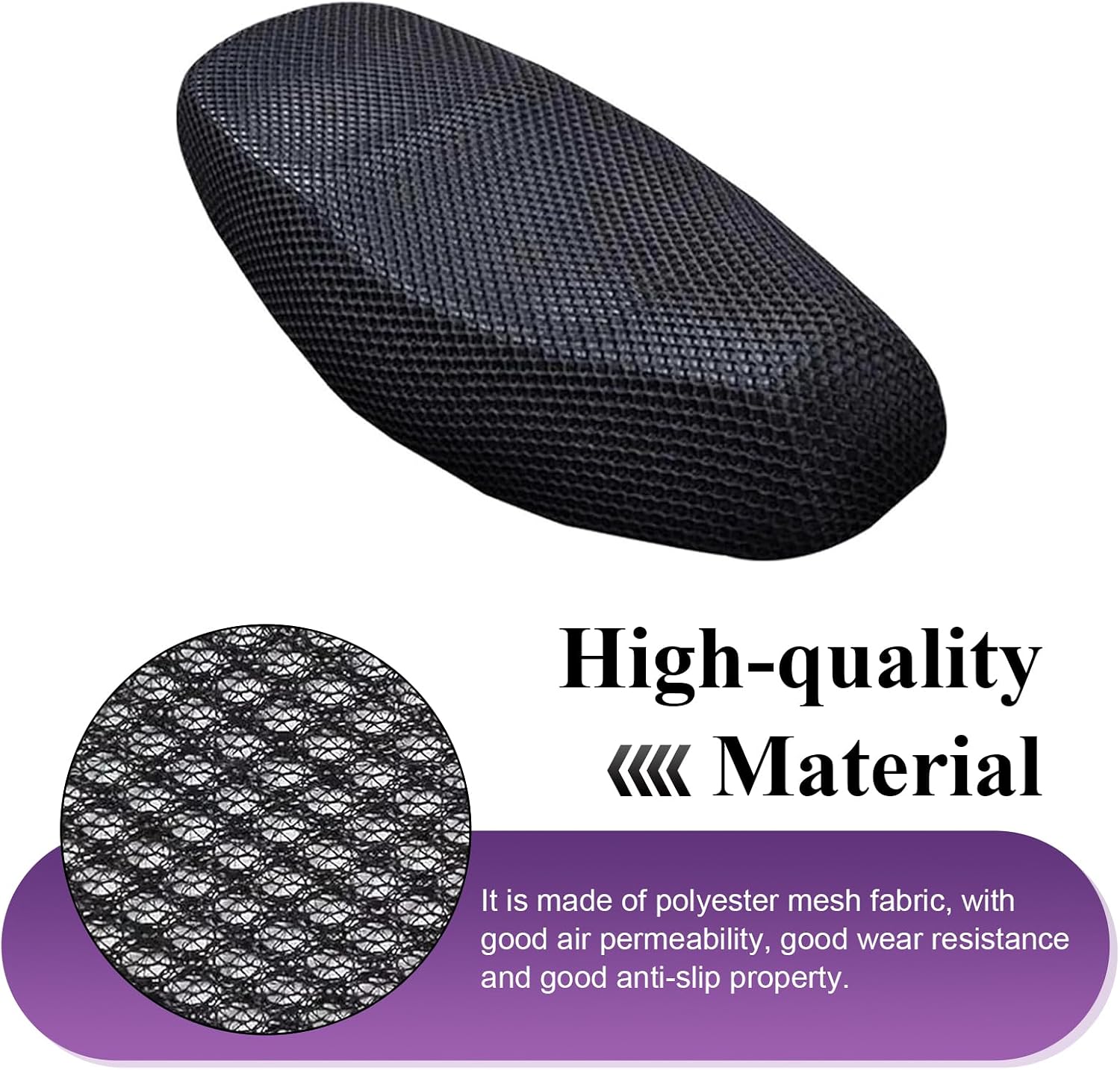 Motorcycle Scooter Seat Cover, Honeycomb Mesh Motorcycle Seat Cover, Breathable Comfortable Motor Protective Accessories, Universal for Most Vehicles (Black #M)