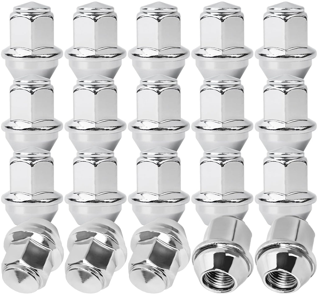 M14*1.5 One-Piece Lug Nuts,20 pcs OEM Factory Style Chrome Wheel Nuts for 2015-2023 Ford Edge Mustang Explorer Fusion GT/Lincoln Aviator MKX MKZ 611-007 ACPZ-1012-D ACPZ-1012-M