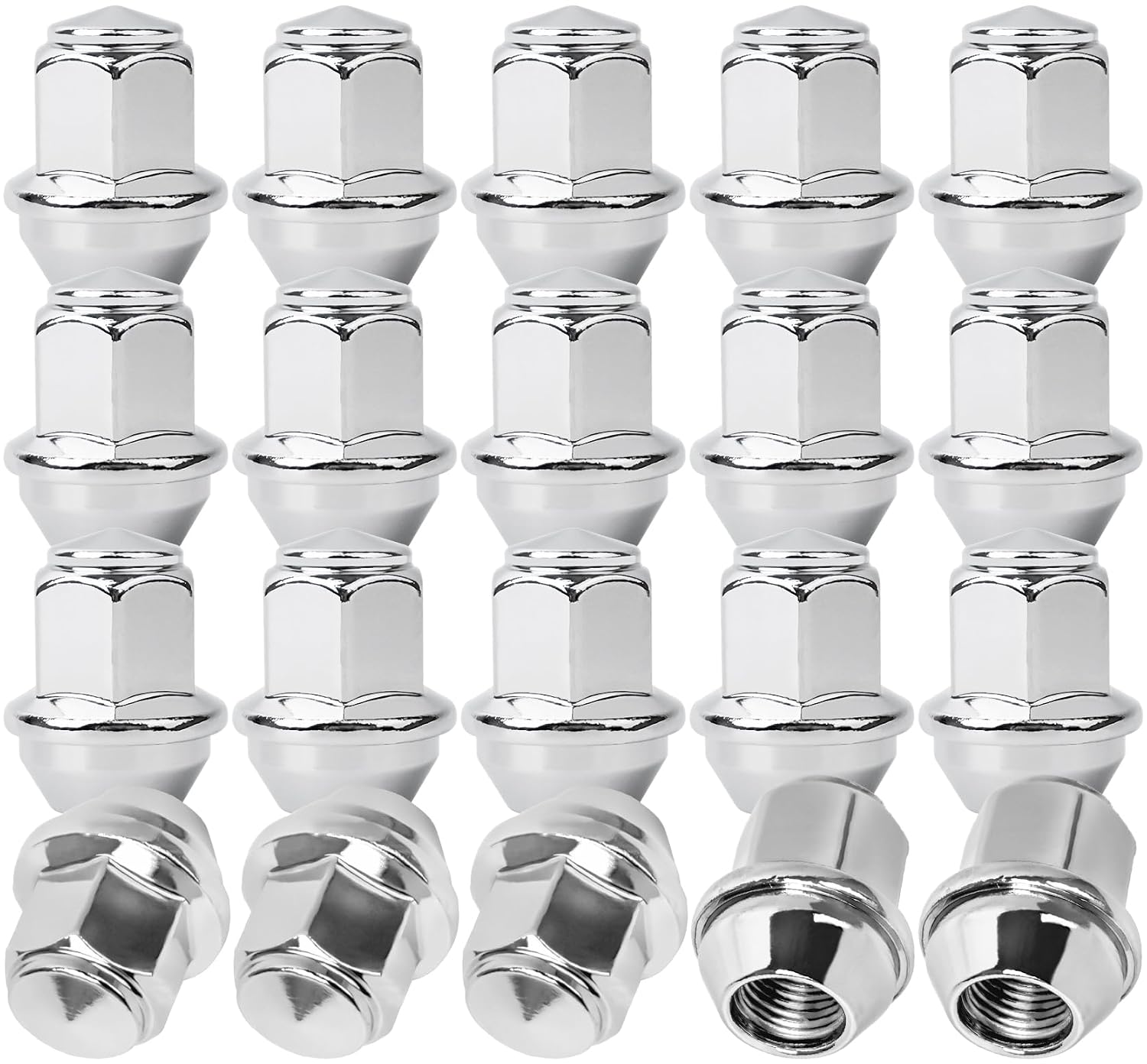 M14*1.5 One-Piece Lug Nuts,20 pcs OEM Factory Style Chrome Wheel Nuts for 2015-2023 Ford Edge Mustang Explorer Fusion GT/Lincoln Aviator MKX MKZ 611-007 ACPZ-1012-D ACPZ-1012-M