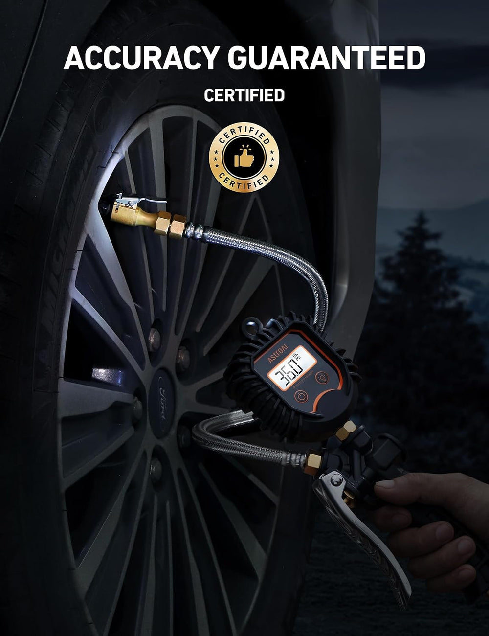 AstroAI Digital Tire Pressure Gauge, Heavy Duty Tire Inflator Gauge 250PSI Ai...
