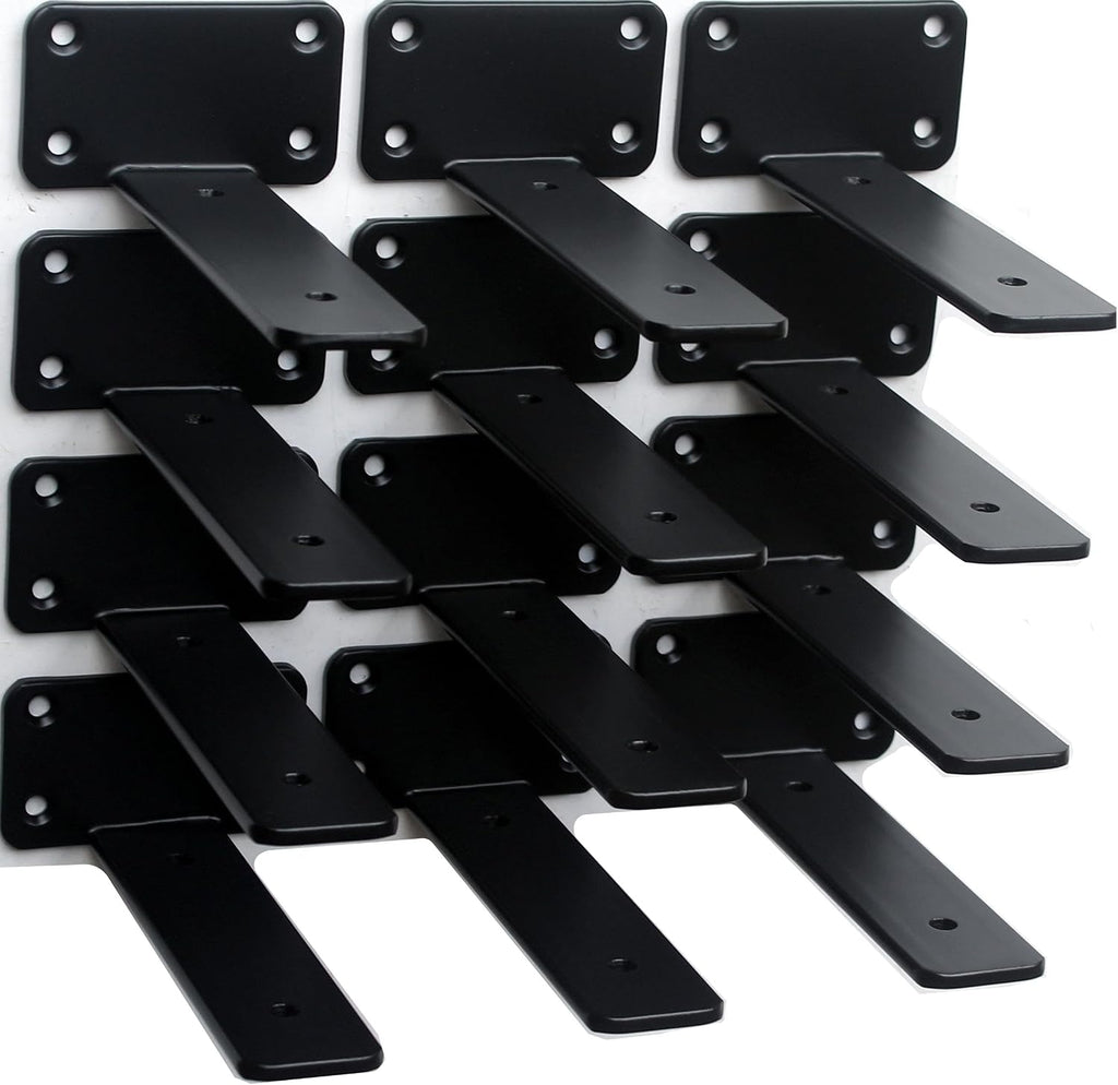 6 inch black hidden l shelf bracket (1/5 shown in use