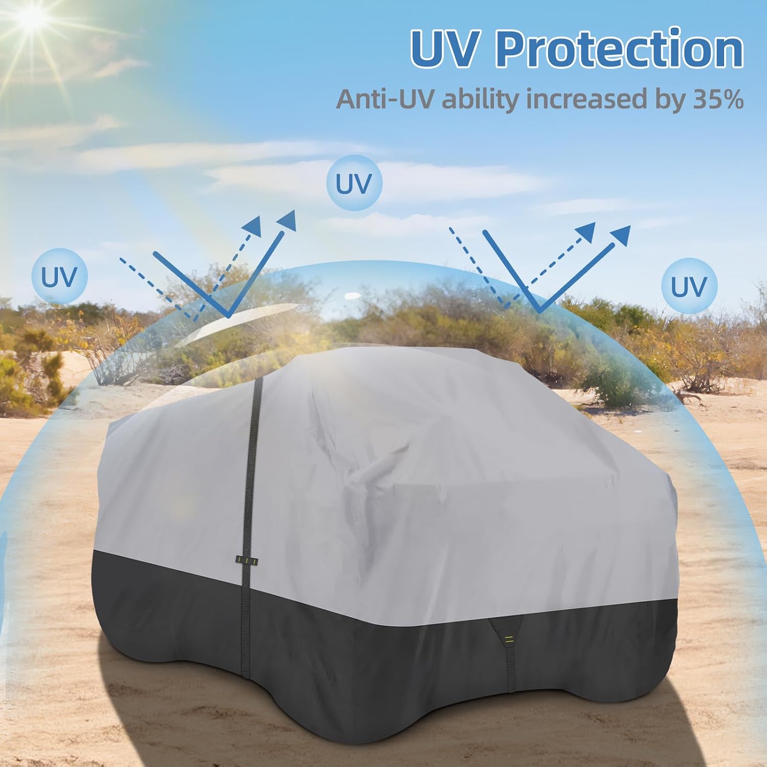 600D Waterproof & Windproof ATV Cover, 4 Wheeler Covers Outdoor Storage All Weather Protect, Quad Cover Fit for Polaris Yamaha Suzuki Honda, 95" L x 50" W x 48" H