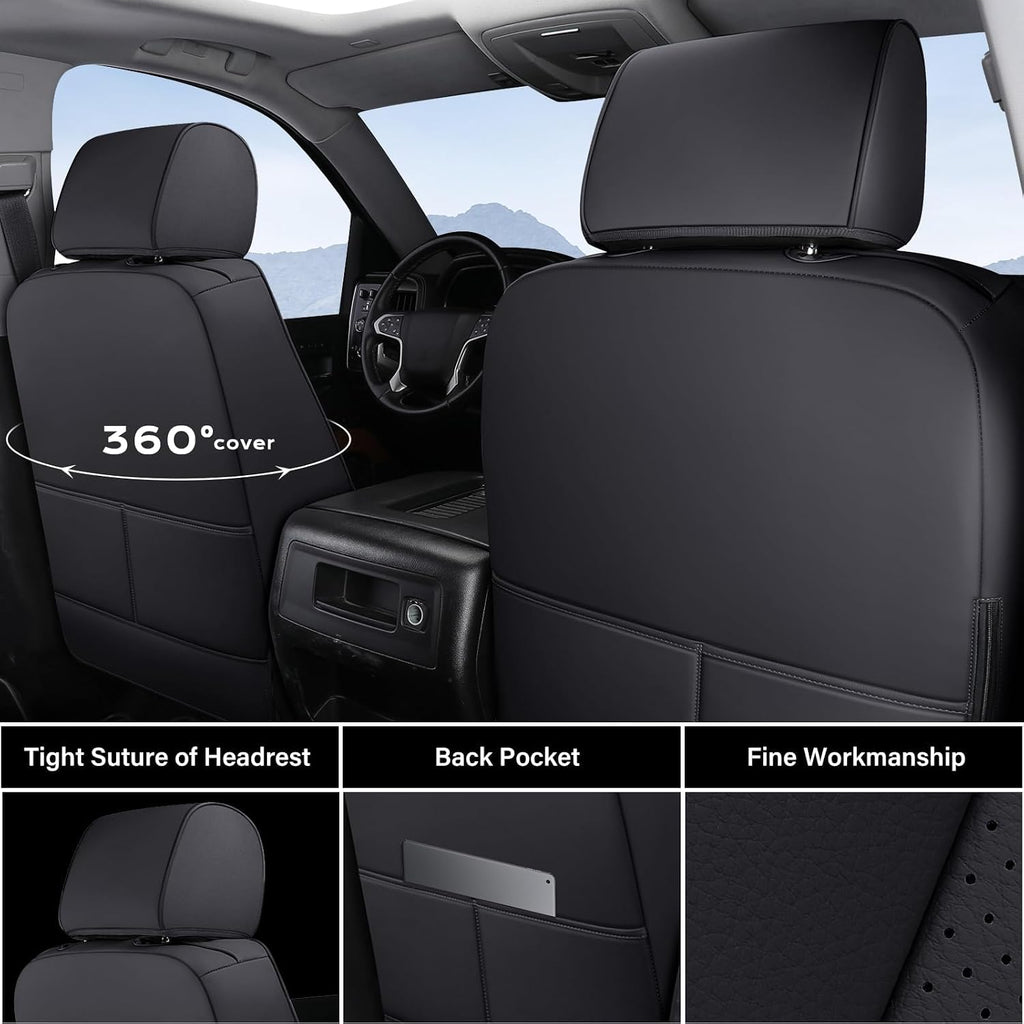 coverado chevy silverado seat covers, faux leather seat shown in use