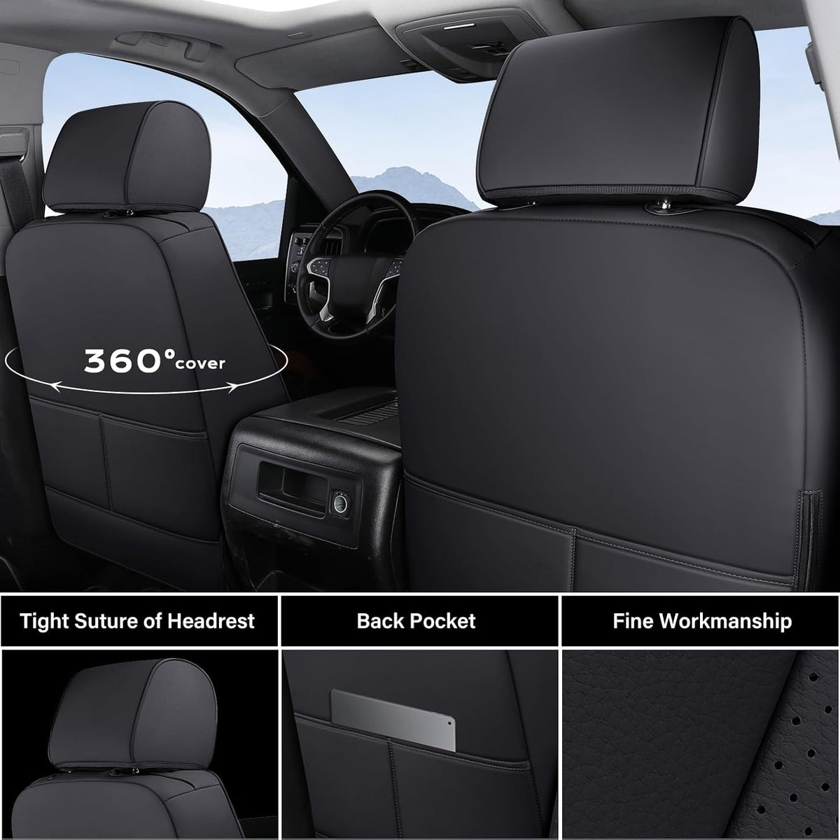 coverado chevy silverado seat covers, faux leather seat shown in use