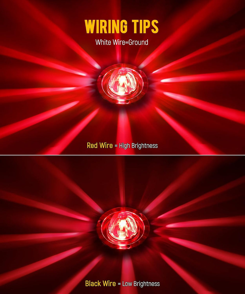 Partsam 2Pcs Red Glass Lens Watermelon Lights Kit LED Stop Turn Tail Lights w...