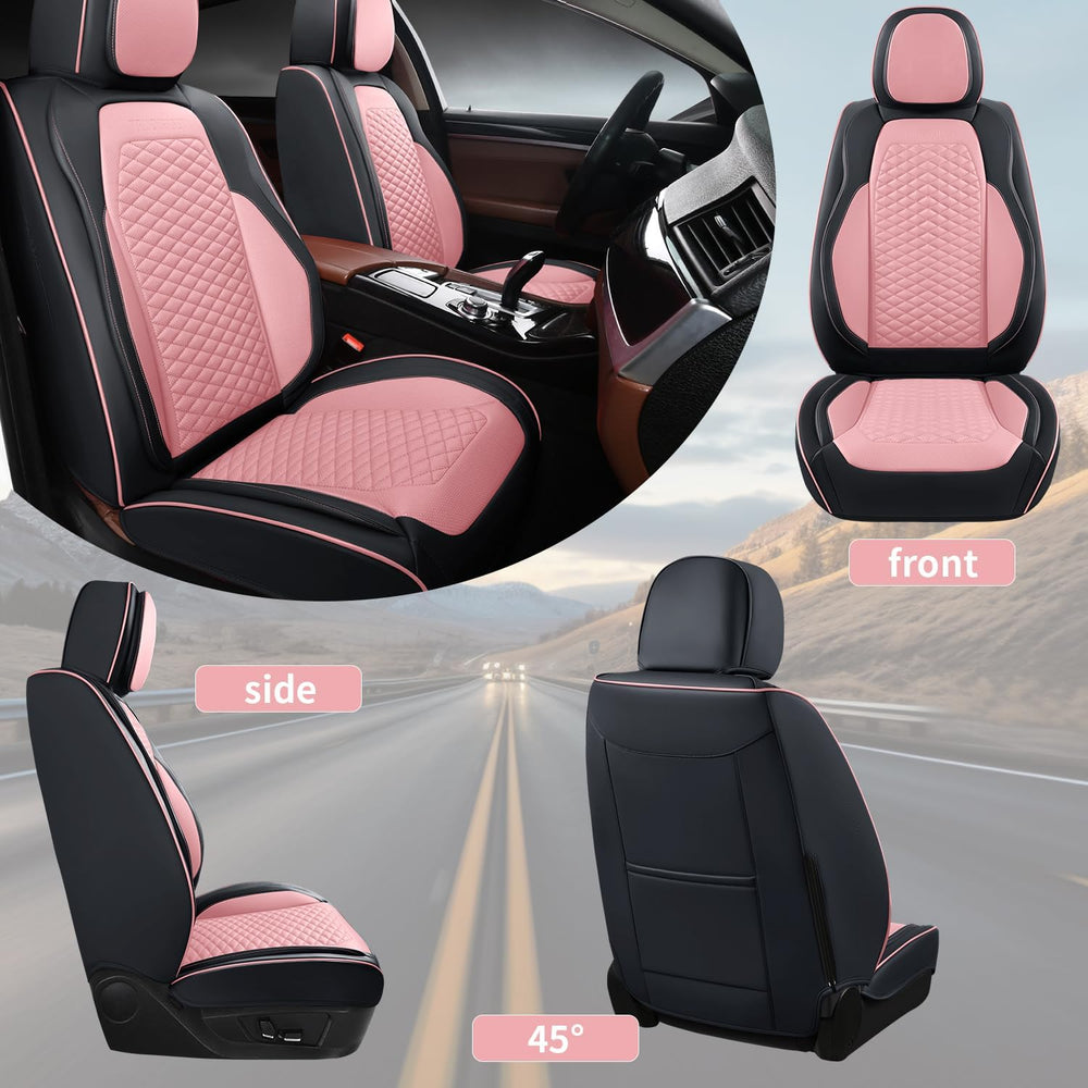 Seat Covers for Cars Full Set, Leather Seat Covers 2 Pack, Breathable Leather...