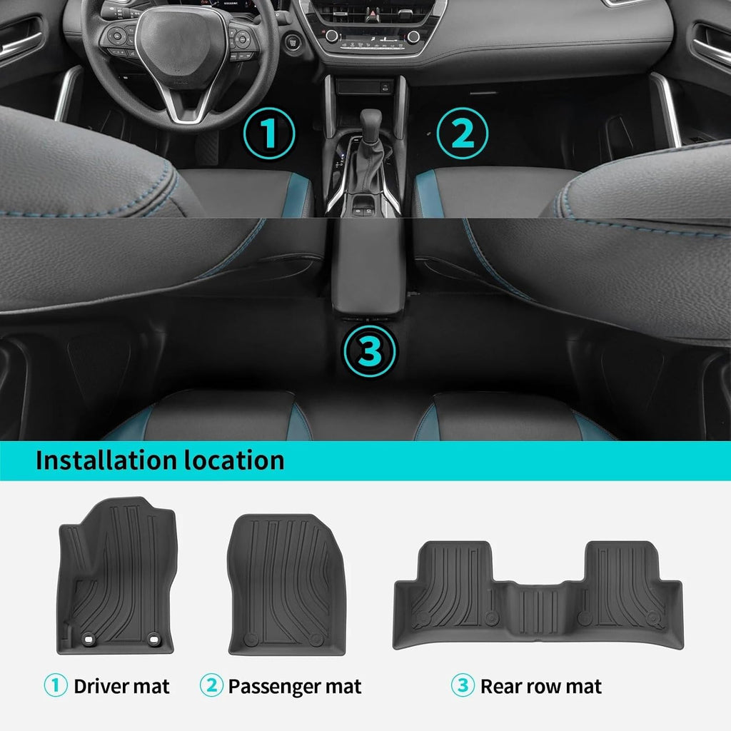 Car Boot Mats for Toyota for Corolla for Cross 2022-2024 Car Floor Mats Trunk Pad TPE 3D Foot Mat Odorless Tray Set Black Left Hand Drive Liner