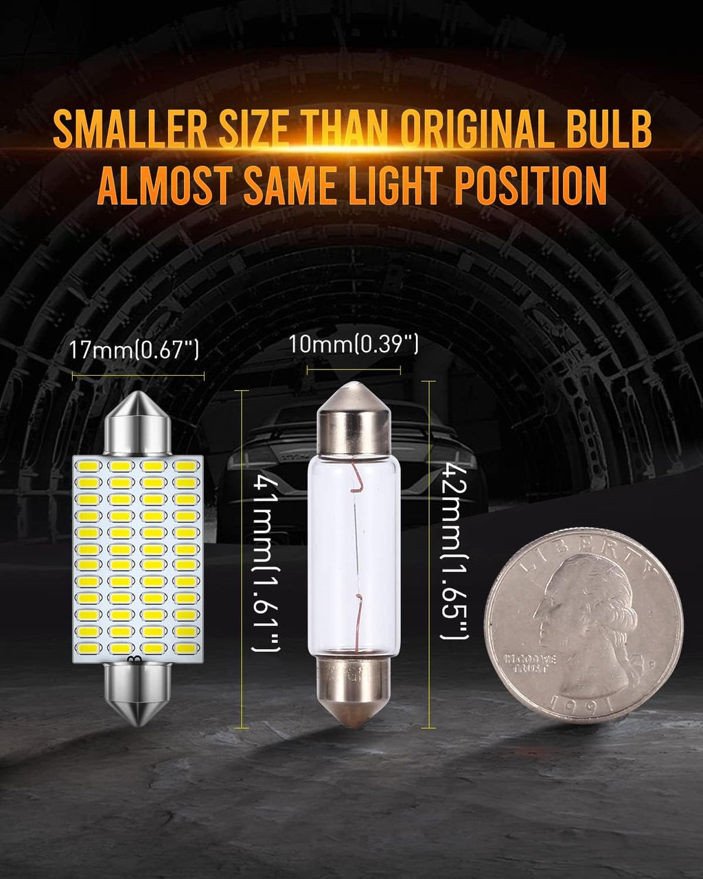 569 578 LED Bulbs Xenon White 570 Lumens Super Bright 3014 48-EX Chipsets 211-2 212-2 LED Bulbs Used for Car Interior Map Dome Lights,Pack of 2