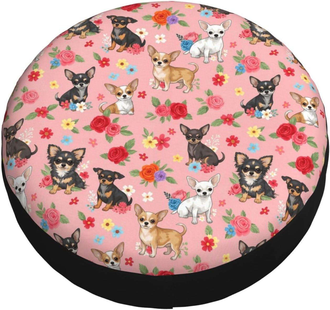 Universal Polyester Tire Wheel Cover Chihuahua Dog Cute Pink, Waterproof Spare Tire Protector for RV Trailer Truck SUV, 15 inch