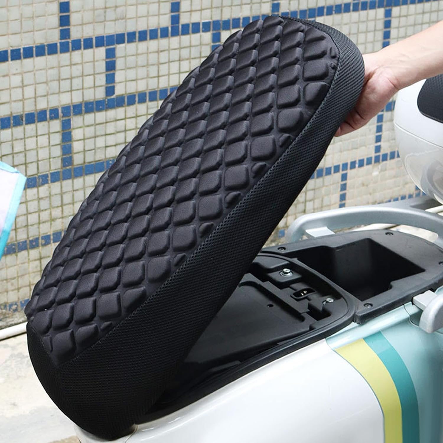 Seat Cushion Motorcycle - Breathable Seat Cushion - 3D Honeycomb Structure Breathable Motorcycle Rear Pad for Long Rides