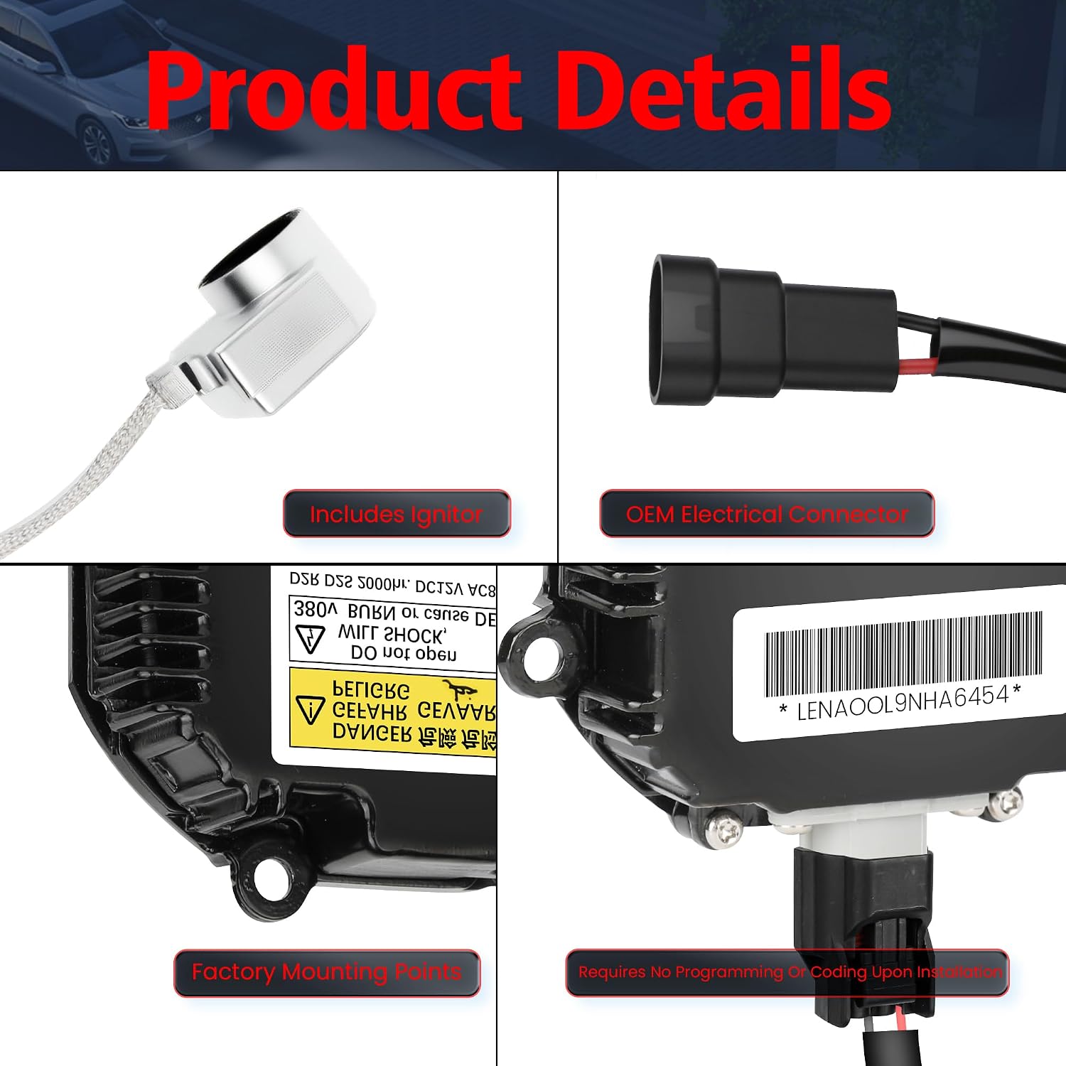 2 Packs HID Headlight Ballast Control Module w/Igniter & D2S Bulb for Infiniti EX35 EX37 FX35 FX37 FX45 FX50 G35 G37 JX35 Q50 Q60 Q70 QX56 QX60 QX70 QX80 28474-89904 28474-8991A NNNNZMNS111LANA